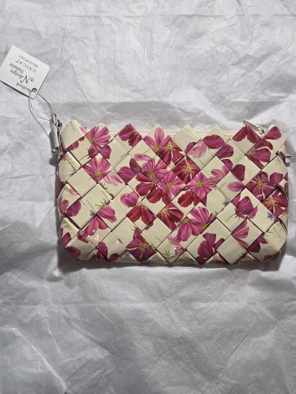 N Design Nataša Woven Floral Wrapper Wristlet 10” Clutch Purse Multicolor